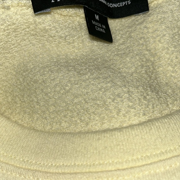 NWT INC Cropped Cotton Bead-Embroidered Raw Hem Sweatshirt sze M Yellow - Picture 15 of 16